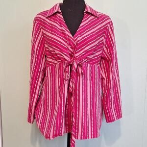 Motherhood Maternity Pink And Red Striped Blouse Size XL